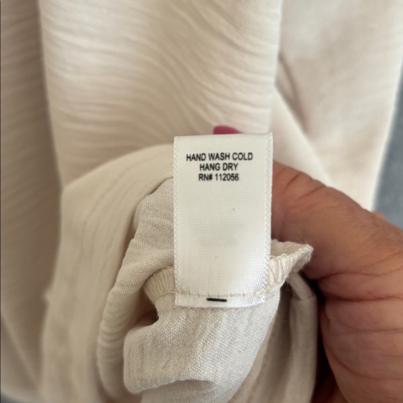 NEW! Woven Airflow Collared V-Neck Short Sleeve Top-L/XL Sand Beige - Picture 9 of 9